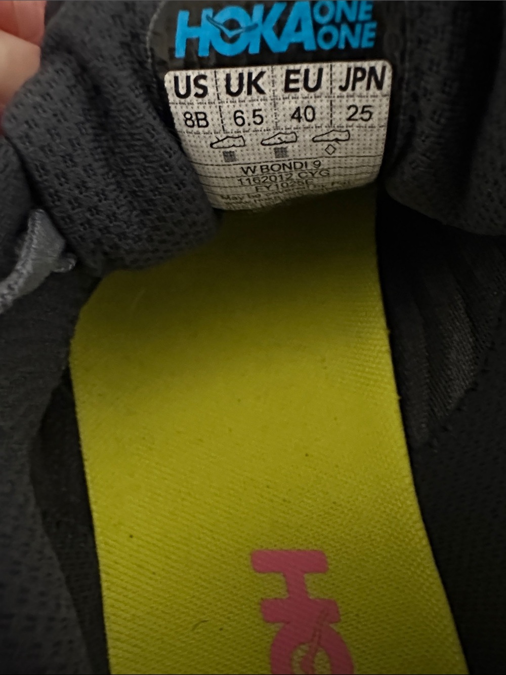 Hoka Bondi Women's Gray and Yellow Athletic Running Shoes - Picture 5 of 7